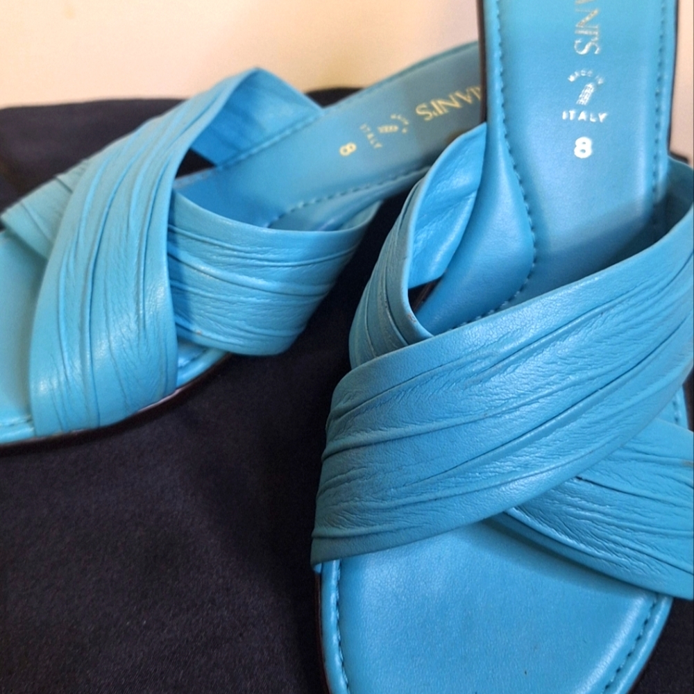 Damiani's Teal Open 2" Sandle Made In ITALY. Size 8